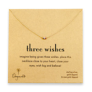 three wishes mixed stardust bead necklace on gold dipped chain