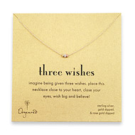 three wishes mixed stardust bead necklace on gold dipped chain