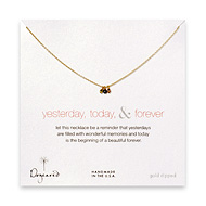 gold dipped yesterday, today, forever necklace with mixed metal disco beads