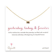 gold dipped yesterday, today, forever necklace with mixed metal disco beads