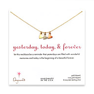 gold dipped yesterday, today, forever necklace with mixed metal sideways hearts