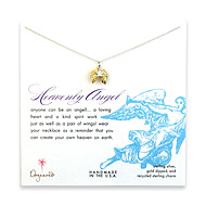 sterling silver heavenly angel necklace with gold dipped angel wings, sterling silver lucky star