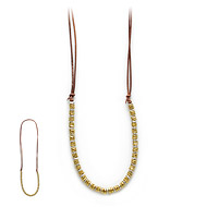 100 good wishes teak leather necklace, mixed metal beads
