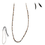 100 good wishes tobacco irish linen necklace with mixed metal beads - 60 inches