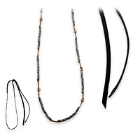 100 good wishes tobacco irish linen necklace with charcoal and stardust beads - 50 inches