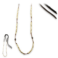 100 good wishes tobacco irish linen necklace with gold dipped and stardust bead - 50 inches