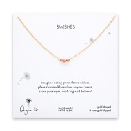 3 wishes rose gold dipped stardust bead necklace on gold dipped chain