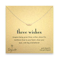 three wishes rose gold dipped stardust bead necklace on gold dipped chain
