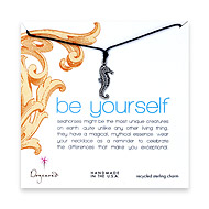 sterling silver be yourself necklace on navy waxed cotton - 24 inch