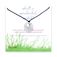 sterling silver what a wonderful world silhouette on navy waxed cotton