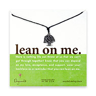 sterling silver lean on me necklace on chocolate waxed cotton