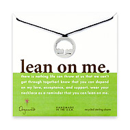 sterling silver lean on me tree silhouette necklace on chocolate waxed cotton