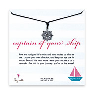 sterling silver captain of your ship necklace on black waxed cotton - 24 inch