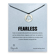sterling silver fearless horse head silhouette necklace on black waxed cotton