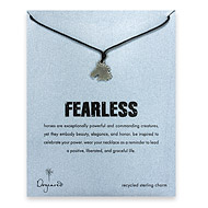sterling silver fearless horse head on black waxed cotton