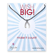 sterling silver wish big necklace on black waxed cotton