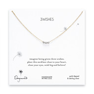 3 wishes silver stardust bead necklace on gold dipped chain