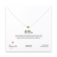 dream of love necklace with gold dipped heart, sterling silver
