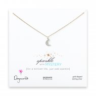 sparkle moon necklace with sterling silver charm on gold dipped chain