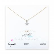 sparkle star necklace with sterling silver charm on gold dipped chain