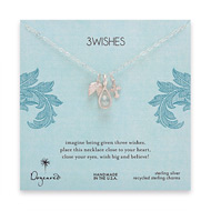 3 wishes sterling silver charm necklace with angel wings, gothic cross and rock crystal