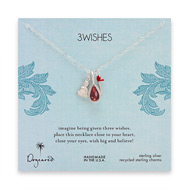 3 wishes sterling silver charm necklace with buddha, bamboo and carnelian