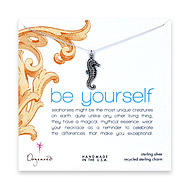 sterling silver be yourself necklace with seahorse charm