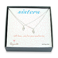 sisters sterling silver angel wings set of 2 necklaces - 18 inch