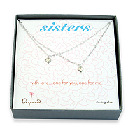 sisters sterling silver cupid hearts set of 2 necklaces - 18 inch