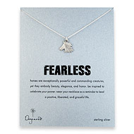 sterling silver fearless necklace with oxidized horse head charm