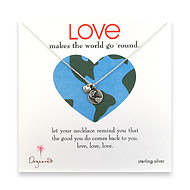 sterling silver love makes the world go round necklace