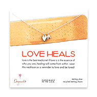 sterling silver love heals necklace with kind heart and teeny angel wings
