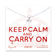 sterling silver keep calm carry on necklace with heart crown charm