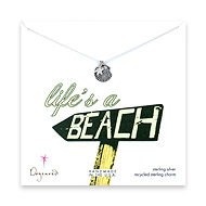 sterling silver life's a beach necklace with clamshell and starfish