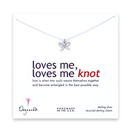 sterling silver loves me, loves me knot necklace with bow charm