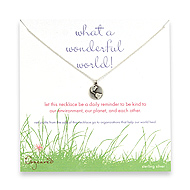 sterling silver what a wonderful world necklace with earth charm-18 inch