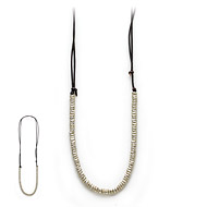 100 good wishes black leather necklace, silver beads