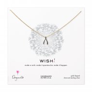 teeny wishbone necklace, charcoal sterling silver