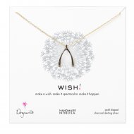 big wishbone necklace, charcoal sterling silver