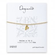 open p bracelet, gold dipped