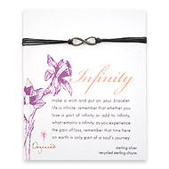 large oxidized infinity bracelet on black irish linen