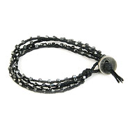 100 good wishes black irish linen bracelet with charcoal beads