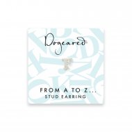 open f earring, sterling silver