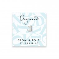 open j earring, sterling silver