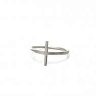 large cross ring, sterling silver, size 5