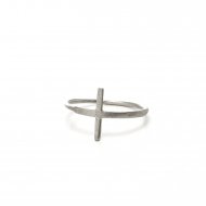 large cross ring, sterling silver, size 7