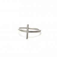 large cross ring, sterling silver, size 8