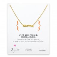 karma word necklace, gold dipped