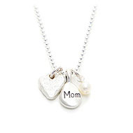 the meaning of mom necklace --- mom, mini stone heart and white pearl