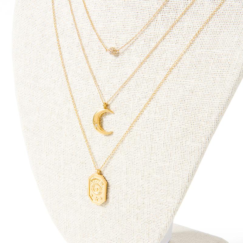 protect me evil eye tablet necklace gold plated